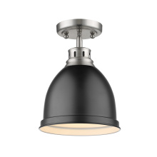 Golden 3602-FM PW-BLK - Wry Lighting Duncan 1-light Flush Mount in Pewter and Matte Black shade